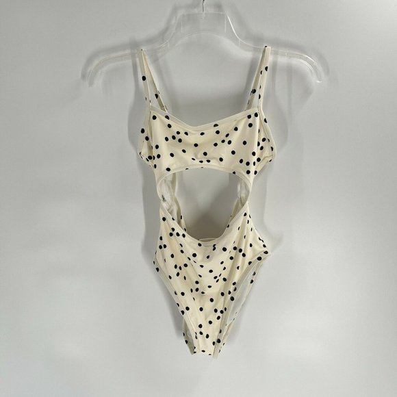Madewell Polka Dot One Piece Bathing Suit Medium Second Wave Cut Out NWT - Picture 3 of 6